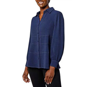 G by Giuliana Women's Button-Down Peplum Blouse Navy - Regular